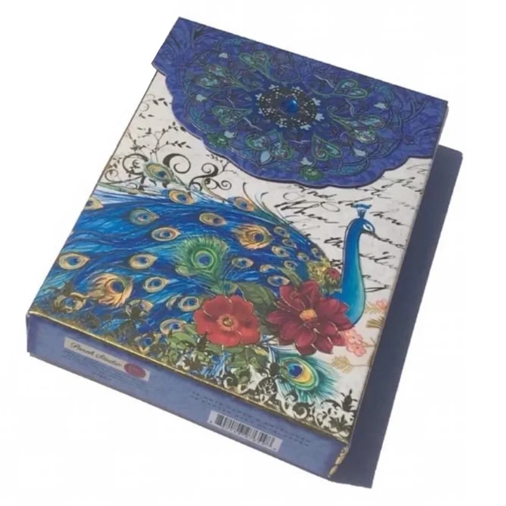 Punch Studio Blue Floral Peacock Decorative *Pouch Box (97654-P)